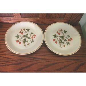 Vintage Sheffield Strawberries 'n Cream Stoneware Plates Set of 2 Japan
